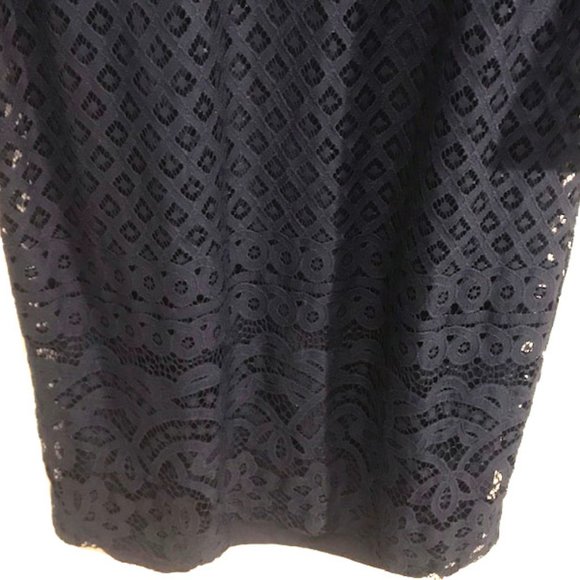 LOFT Navy Blue Longsleeve Lace Shift Dress Size 4 - Picture 3 of 6